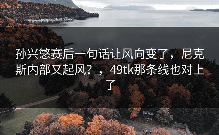 孙兴慜赛后一句话让风向变了，尼克斯内部又起风？，49tk那条线也对上了