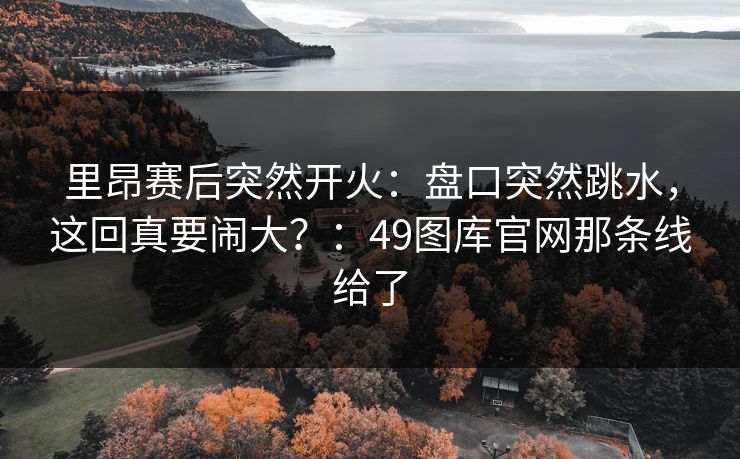 里昂赛后突然开火：盘口突然跳水，这回真要闹大？：49图库官网那条线给了