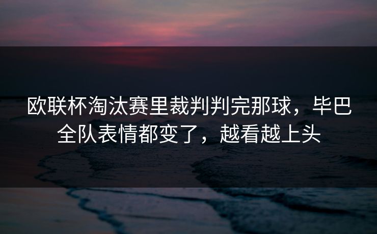 欧联杯淘汰赛里裁判判完那球，毕巴全队表情都变了，越看越上头