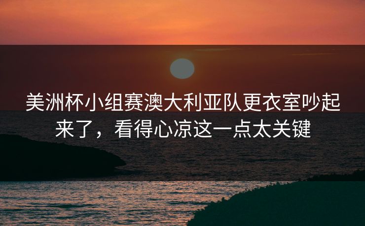 美洲杯小组赛澳大利亚队更衣室吵起来了，看得心凉这一点太关键